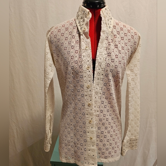 Oleg Cassini Tops - Vintage Oleg Cassini Eyelet Lace Blouse